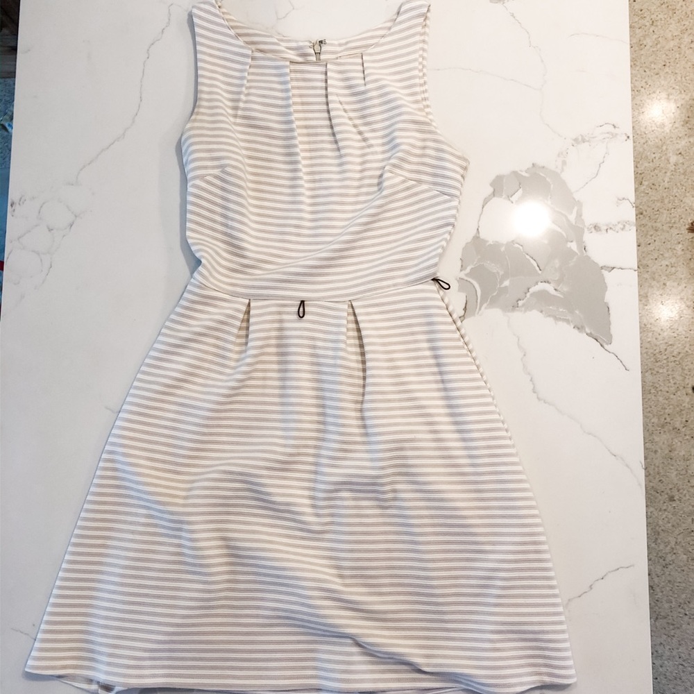 Merona White and Gray Striped Dress | Size XS